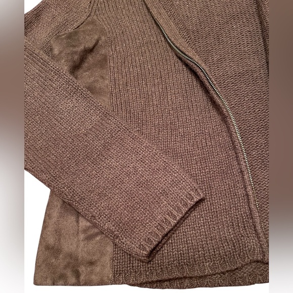Charter Club Full Zip Cotton Lambswool Knit Sweater Jacket - Java Size L - Picture 4 of 7